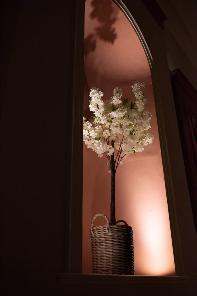 Beautifully lit alcoves in history wedding venue in Chichester